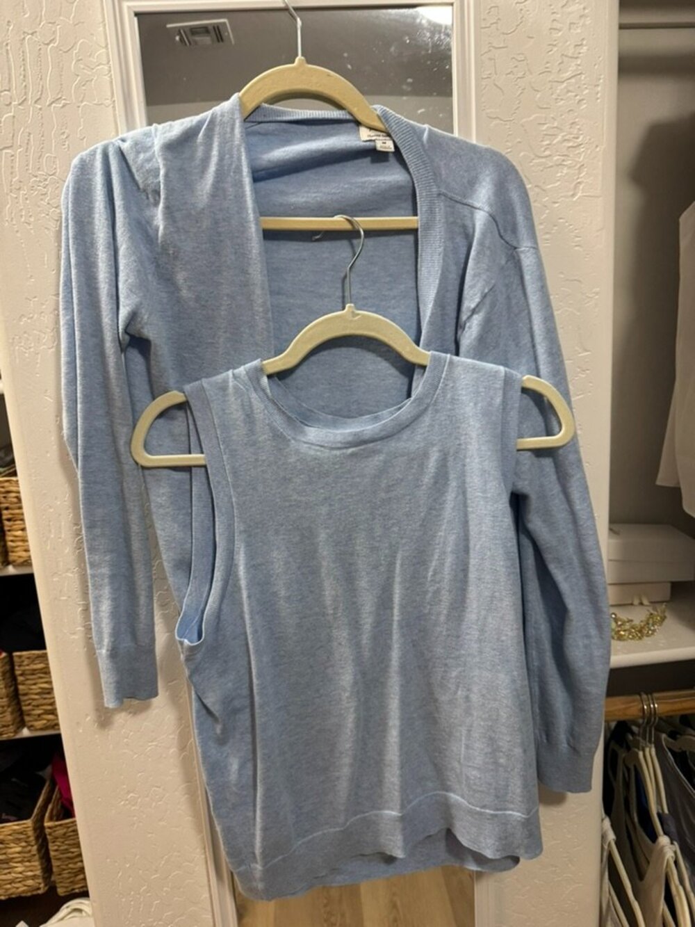 J.Crew Classic Cardigan and Shell Twin Set Light Blue Size M